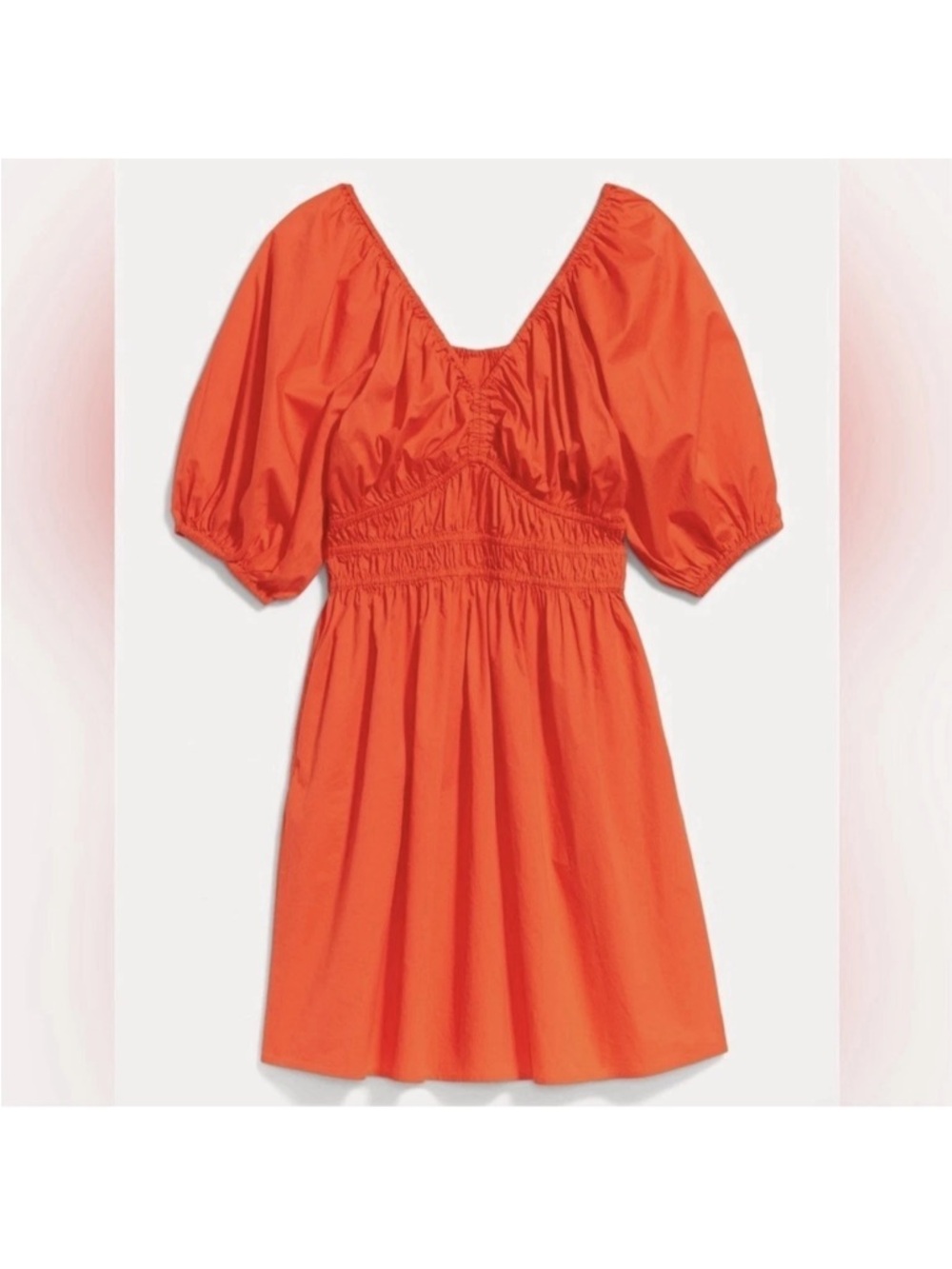 Old Navy Waist Defined Puff Sleeve Mini Dress Darling Clementine Size XL Tall - Picture 12 of 12